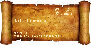 Halm Levente névjegykártya